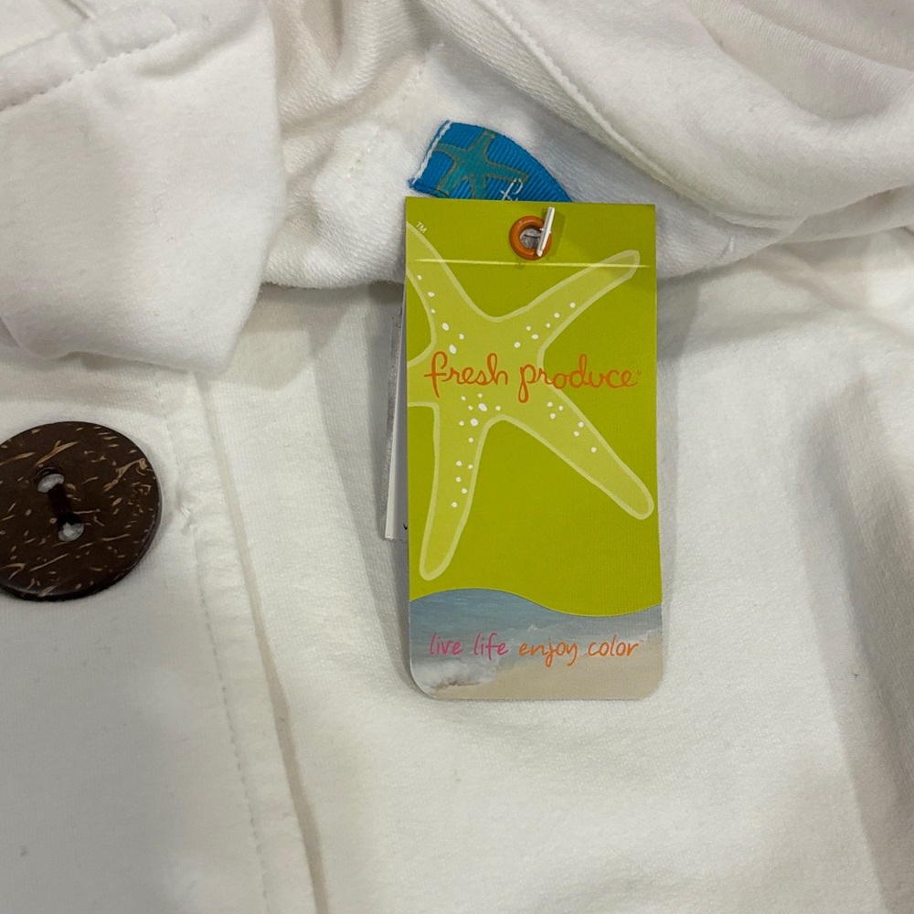 Fresh Produce White Jacket with Collar Dark Buttons. NWT - Picture 6 of 15